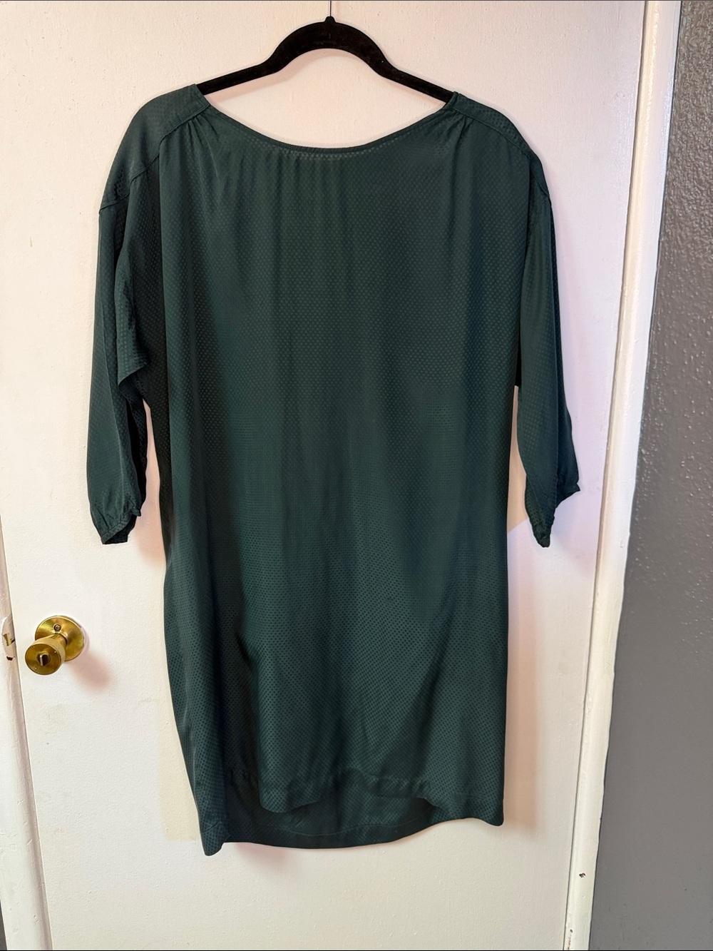 100% Silk Comptoir Des Cotonniers Green Midi Scoop-Neck Dress